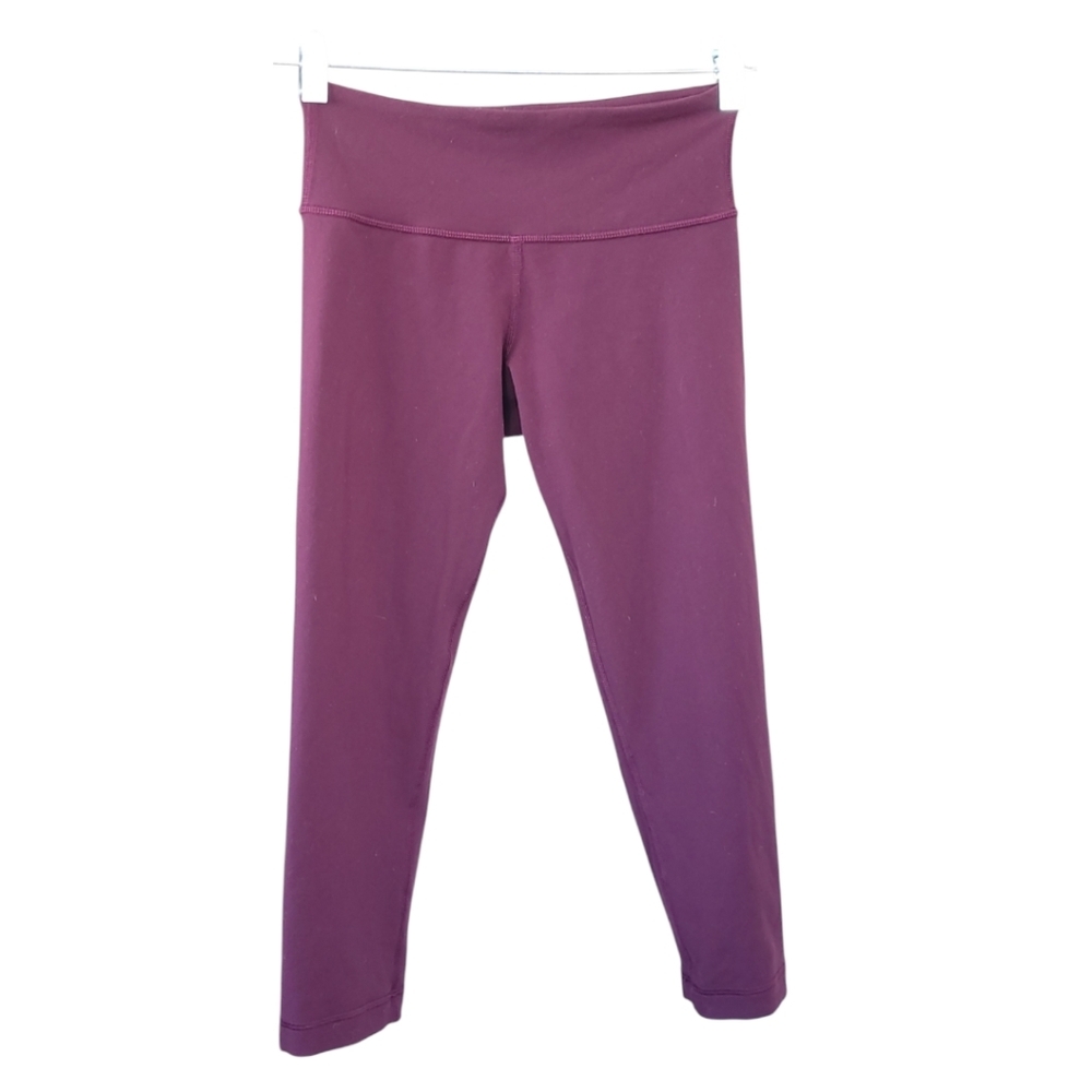 Lululemon Wunder Under Crop 21” Size 4 Bordeaux Drama Luon Dark Cherry Leggings - Picture 5 of 14